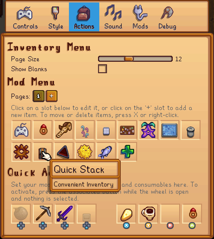Action Settings