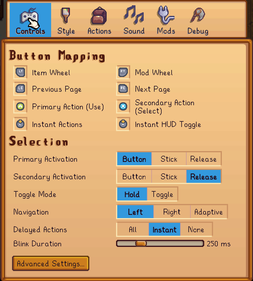 Control Settings