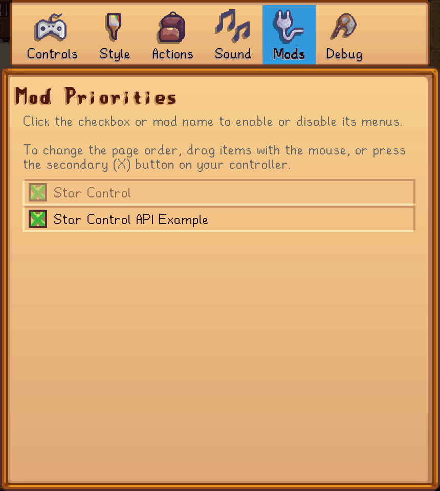 Mod Integration Settings